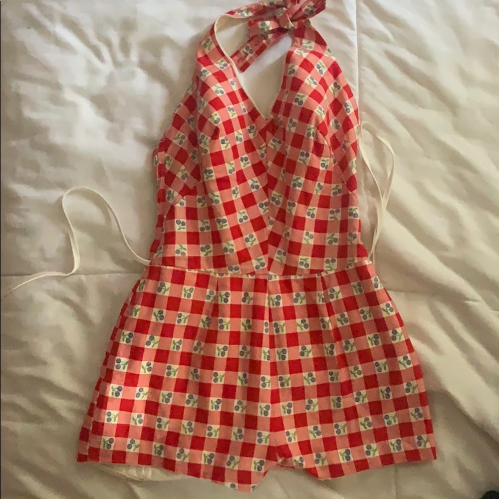 VINTAGE Bullet Bra Cherry Gingham Swimsuit